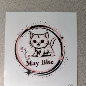 May Bite Cute Kitten‎ Sticker Laptop Decal Water Bottle Bumper Sticker